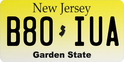 NJ license plate B80IUA