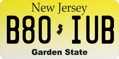 NJ license plate B80IUB