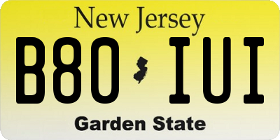 NJ license plate B80IUI