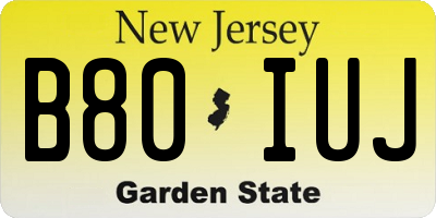 NJ license plate B80IUJ
