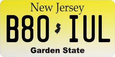 NJ license plate B80IUL