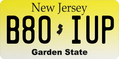 NJ license plate B80IUP
