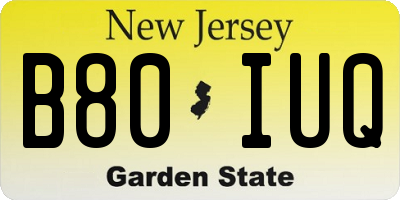 NJ license plate B80IUQ