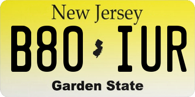 NJ license plate B80IUR