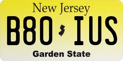 NJ license plate B80IUS