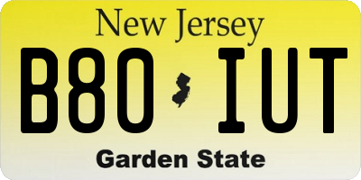 NJ license plate B80IUT