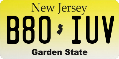 NJ license plate B80IUV