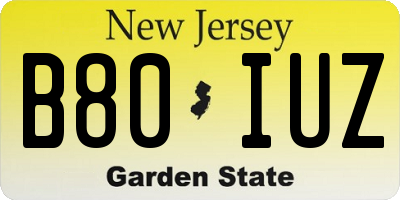 NJ license plate B80IUZ