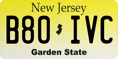 NJ license plate B80IVC