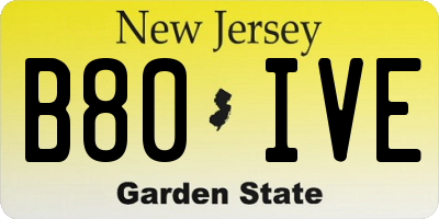 NJ license plate B80IVE