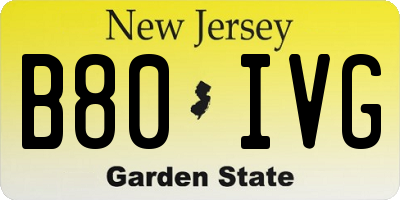 NJ license plate B80IVG