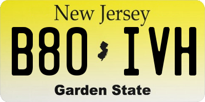 NJ license plate B80IVH