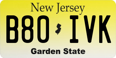 NJ license plate B80IVK
