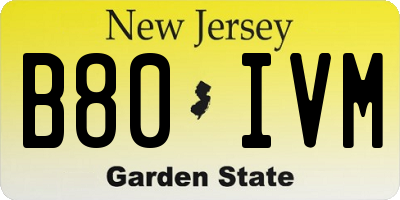 NJ license plate B80IVM