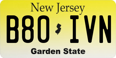 NJ license plate B80IVN