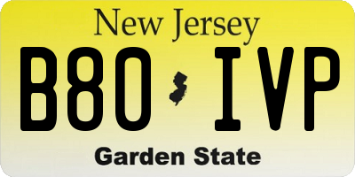NJ license plate B80IVP