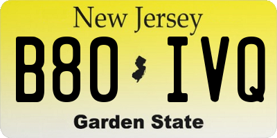 NJ license plate B80IVQ