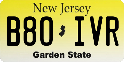 NJ license plate B80IVR