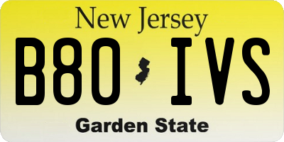 NJ license plate B80IVS