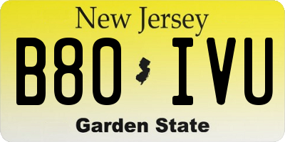 NJ license plate B80IVU