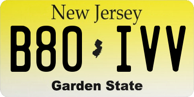 NJ license plate B80IVV