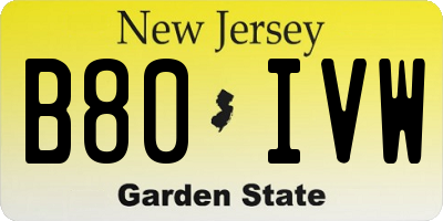 NJ license plate B80IVW