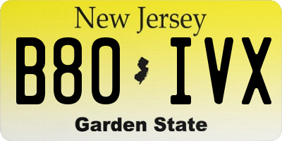 NJ license plate B80IVX