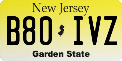NJ license plate B80IVZ
