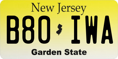 NJ license plate B80IWA