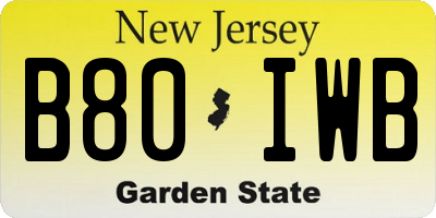 NJ license plate B80IWB