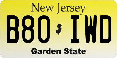 NJ license plate B80IWD