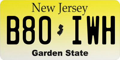 NJ license plate B80IWH