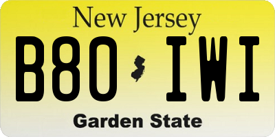 NJ license plate B80IWI
