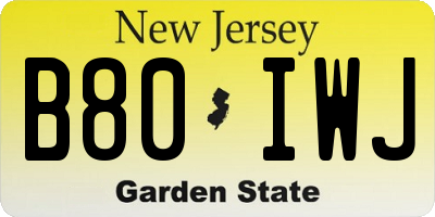 NJ license plate B80IWJ