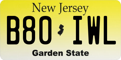 NJ license plate B80IWL