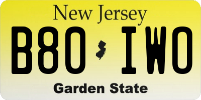 NJ license plate B80IWO