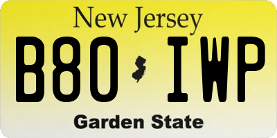 NJ license plate B80IWP