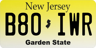 NJ license plate B80IWR