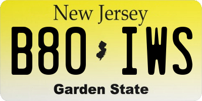 NJ license plate B80IWS