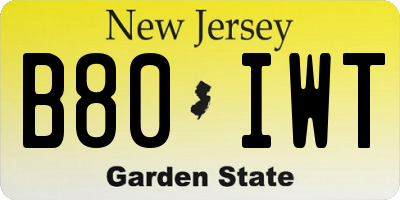 NJ license plate B80IWT