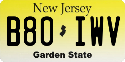 NJ license plate B80IWV