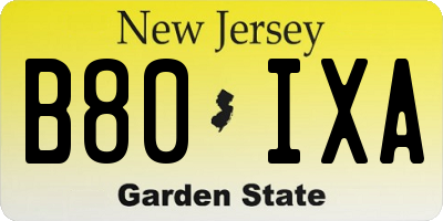 NJ license plate B80IXA