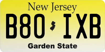 NJ license plate B80IXB