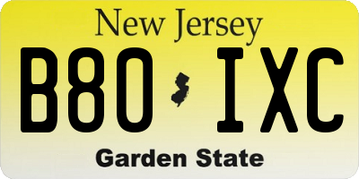 NJ license plate B80IXC
