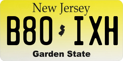 NJ license plate B80IXH