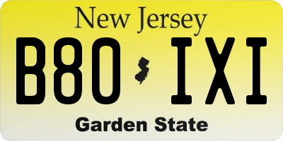 NJ license plate B80IXI
