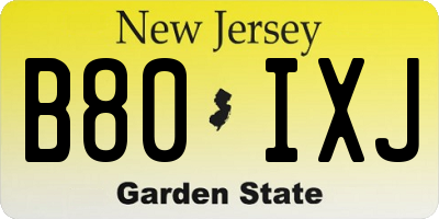 NJ license plate B80IXJ