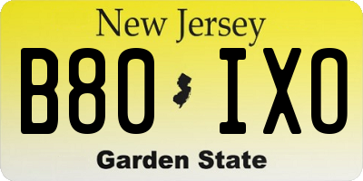 NJ license plate B80IXO