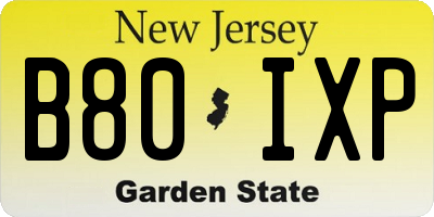 NJ license plate B80IXP