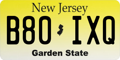NJ license plate B80IXQ